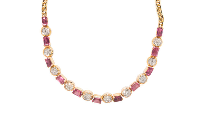 18k Gold Tourmaline and Diamond Necklace