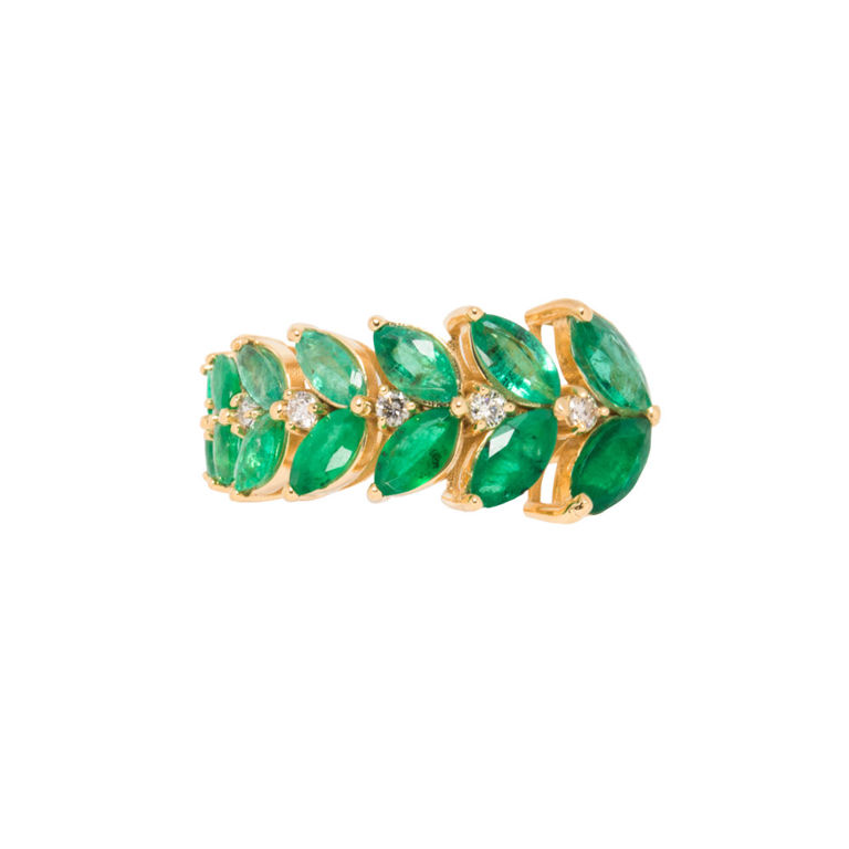 18k Gold Emerald and Diamond Ring