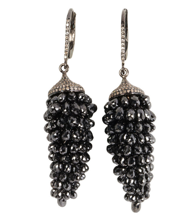 18k Blackened Gold Black Diamond Earrings