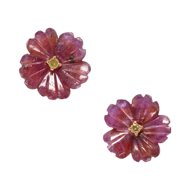 18k Gold Sapphire and Diamond Earrings