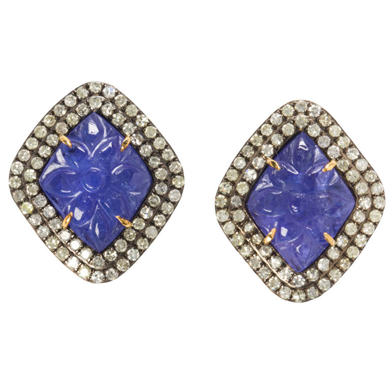 14k Gold Tanzanite and Diamond Earrings