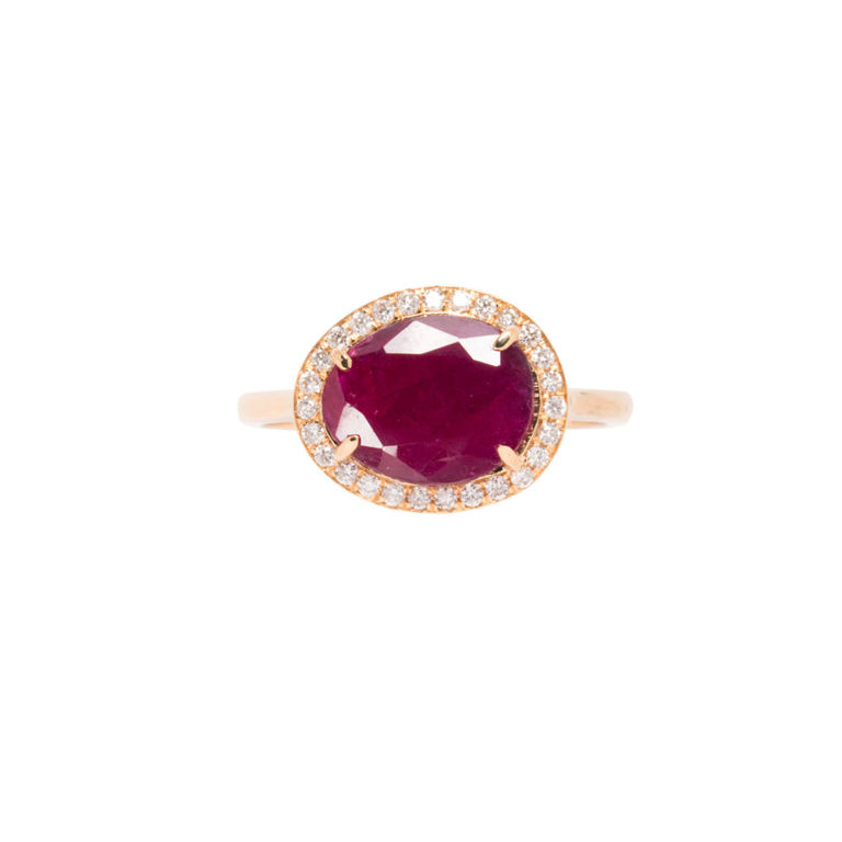 18k Gold Ruby and Diamond Ring