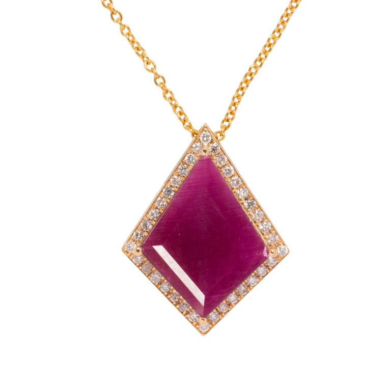 18k Gold Ruby and Diamond Necklace