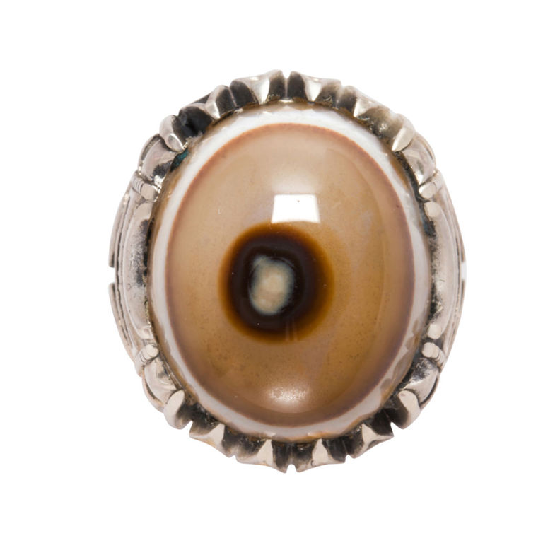 Silver Bull's Eye Agate Ring