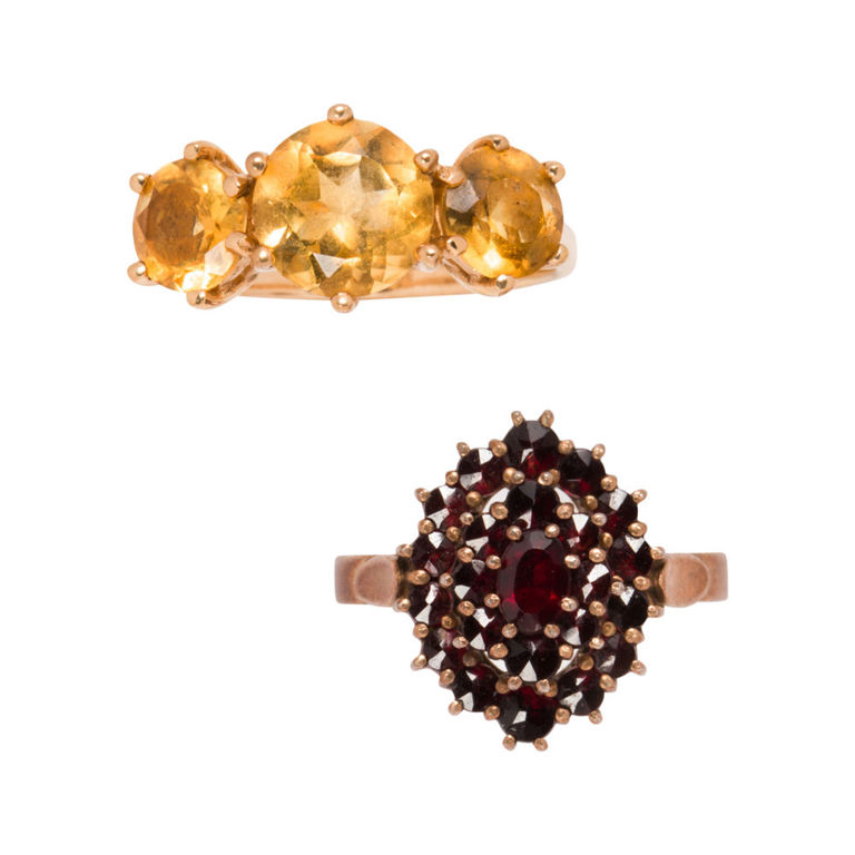 10k Gold Citrine and Garnet Rings