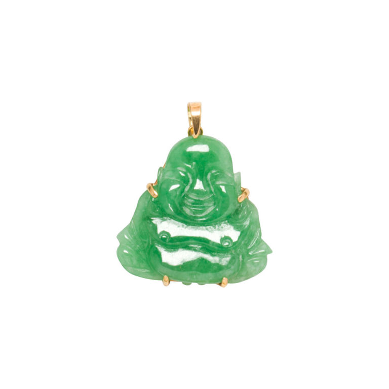 14k Gold Jade Buddha Pendant