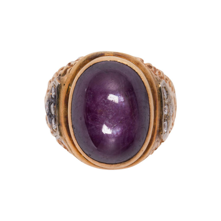 14k Gold Star Ruby and Diamond Ring