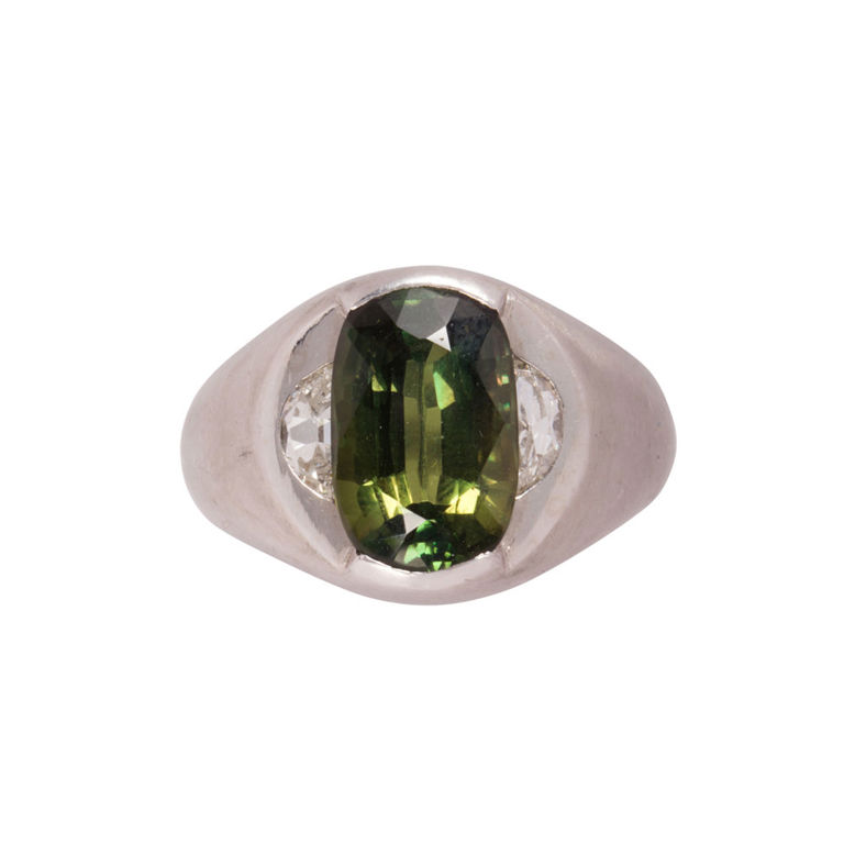 Platinum Alexandrite and Diamond Ring