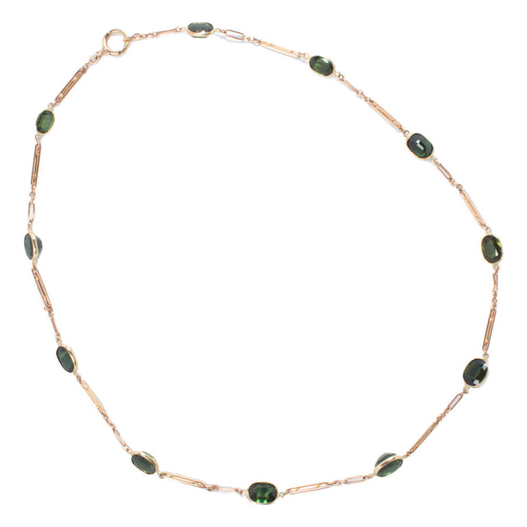 10k Gold Green Sapphire Necklace