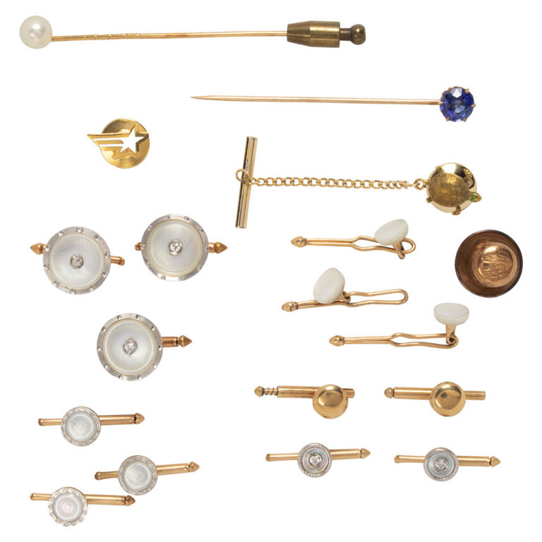 14k Gold Gem-Set Gent's Accessories