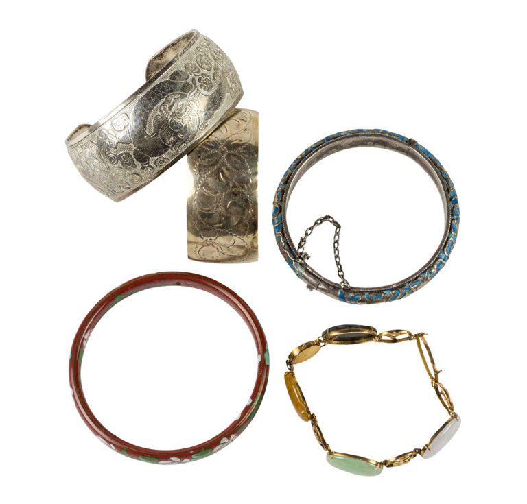 Silver and Cloisonné Bracelets