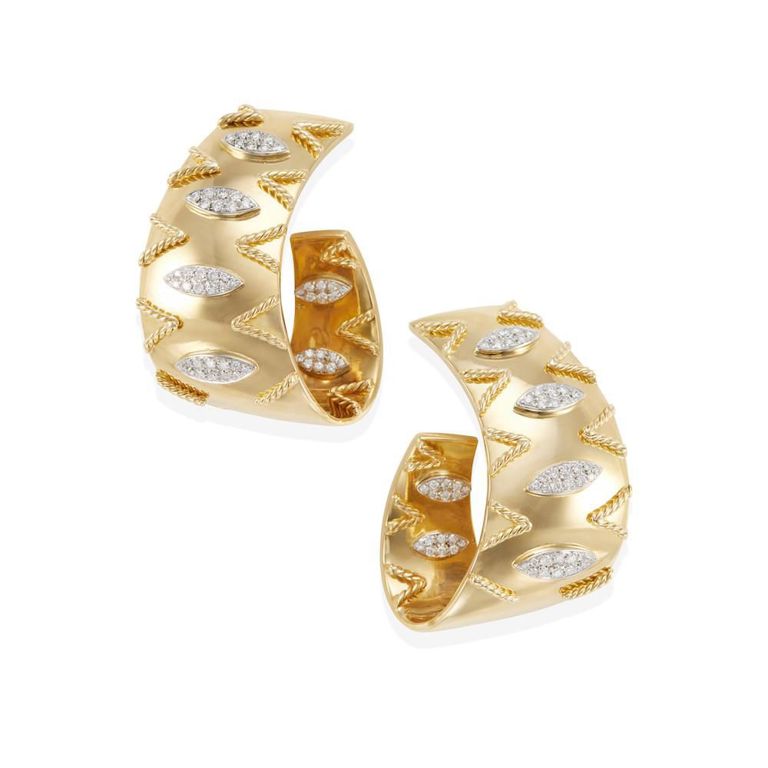 18k Gold and Diamond Earclips