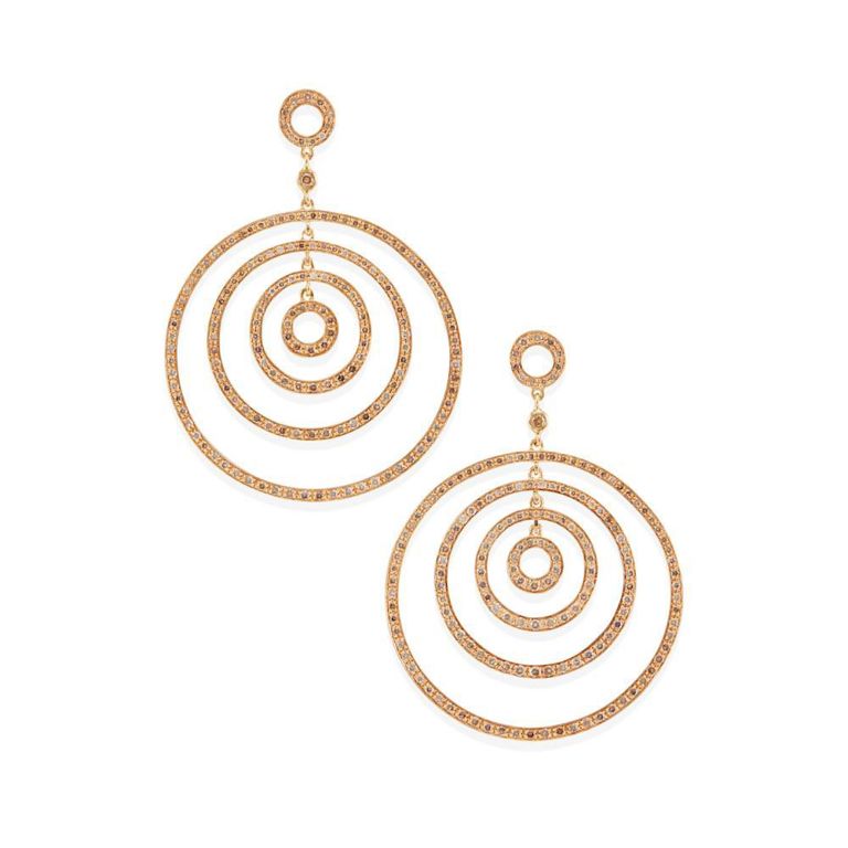 18k Rose Gold Colored Diamond Earrings