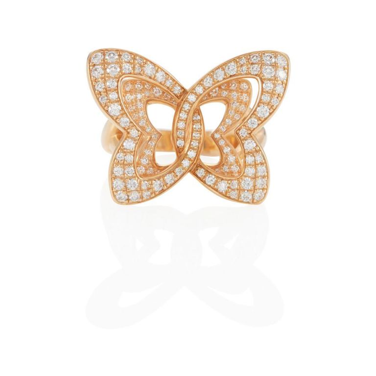 18k Rose Gold Diamond Butterfly Ring