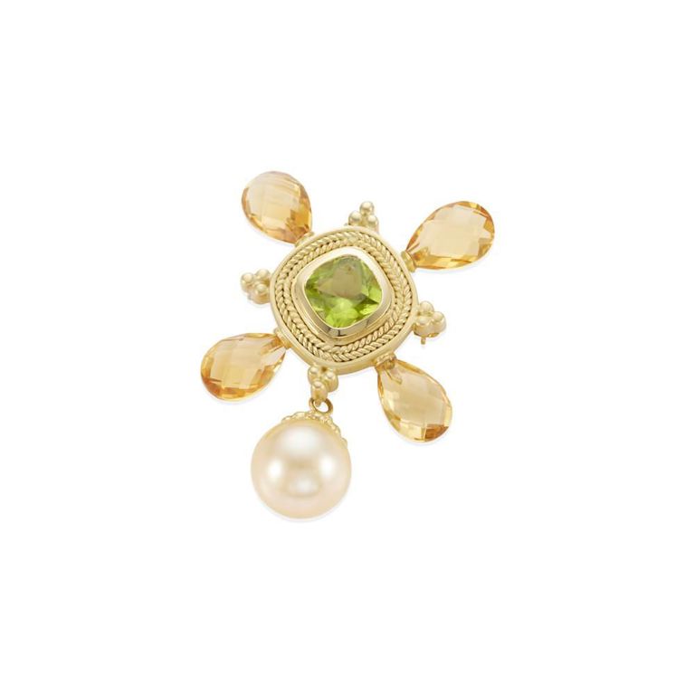 Peridot, Citrine and Pearl Brooch/Pendant