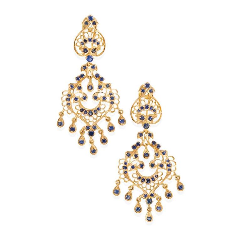 21k Gold and Sapphire Earrings