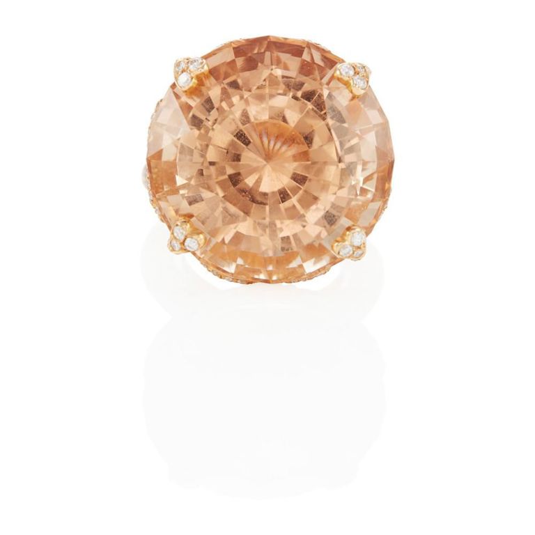 18k Rose Gold, Topaz and Diamond Ring