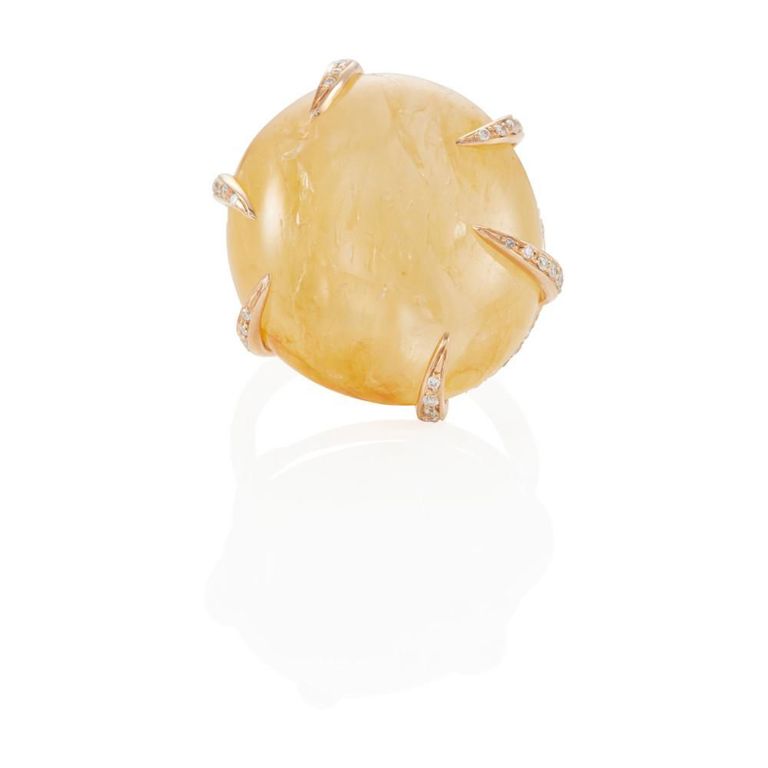 Yellow Sapphire and Diamond Ring
