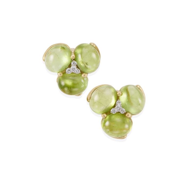 18k Gold Peridot and Diamond Earrings