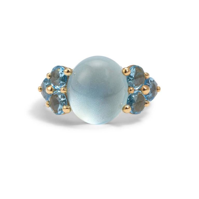 18k Gold Blue Topaz Ring