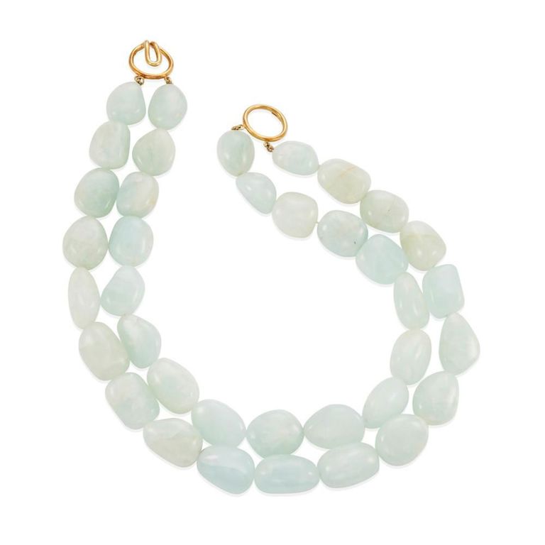 18k Gold Chalcedony Beaded Necklace