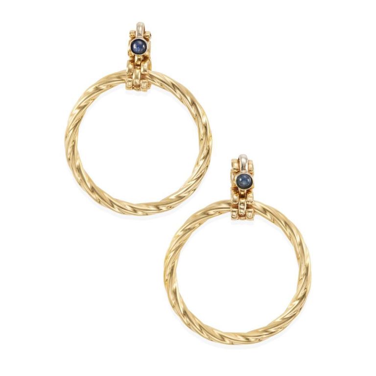 18k Gold and Sapphire Earrings