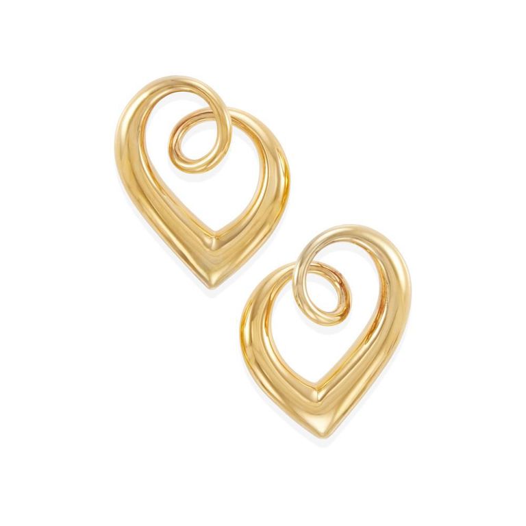 18k Yellow Gold Heart Earrings