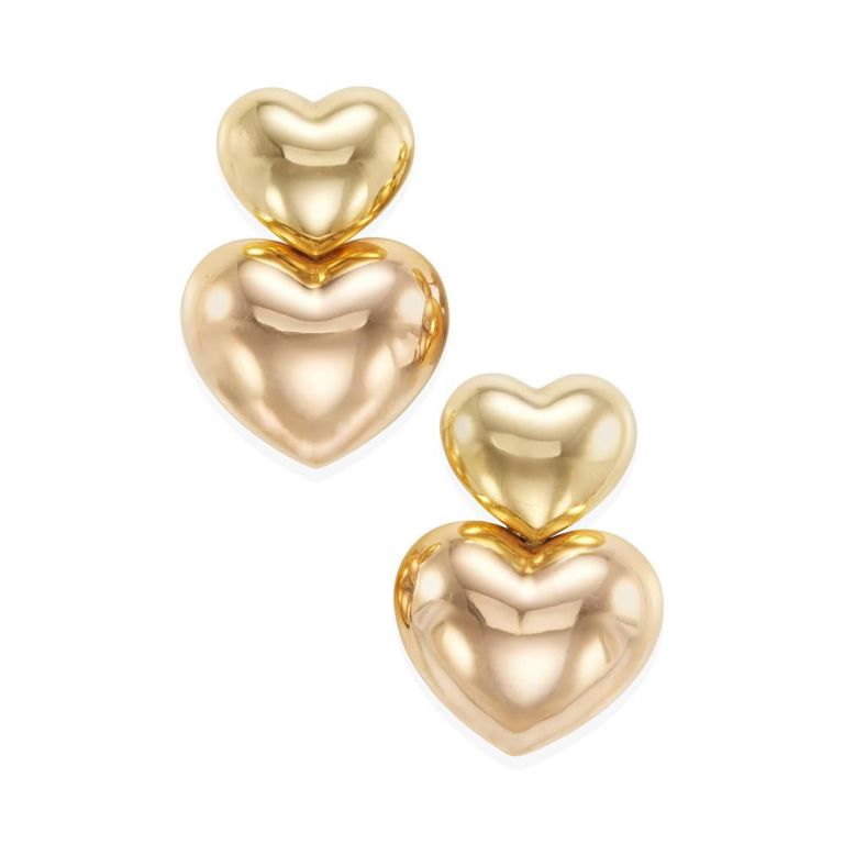 18k Rose and Yellow Gold Heart Earrings