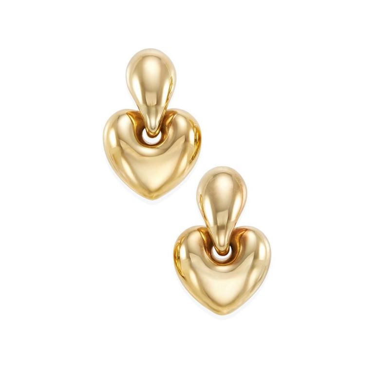 18k Yellow Gold Heart Earrings