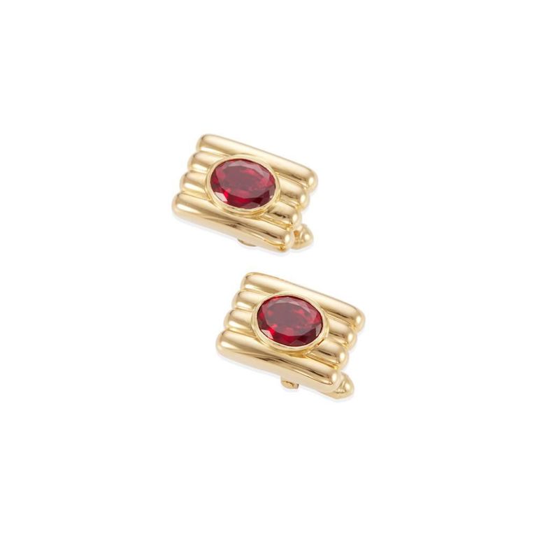 18k Yellow Gold Synthetic Ruby Cufflinks