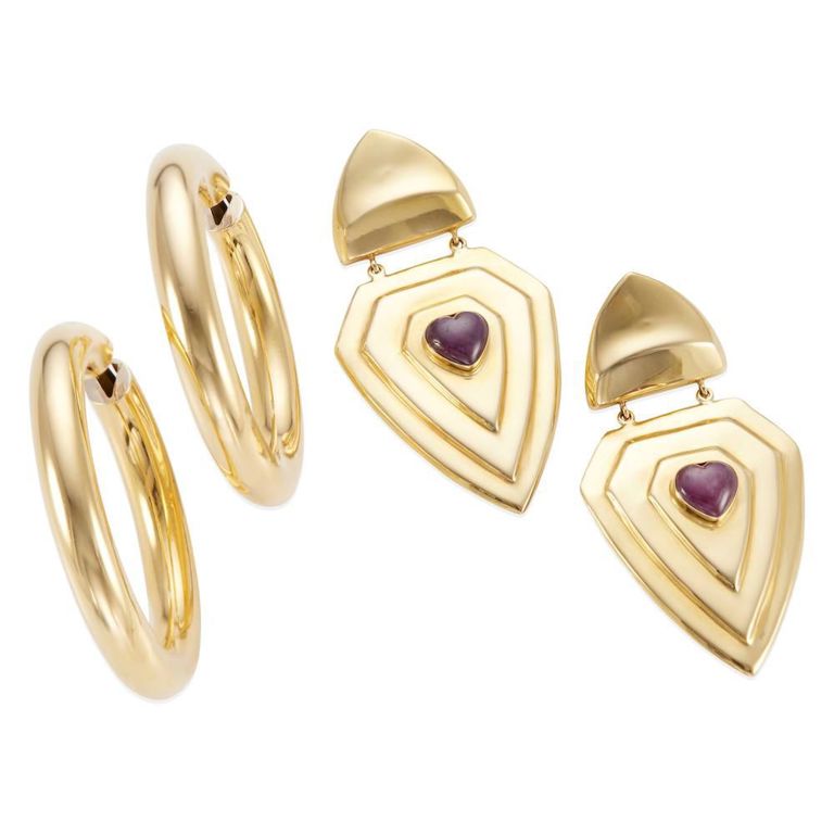 18k Yellow Gold Ruby Earrings