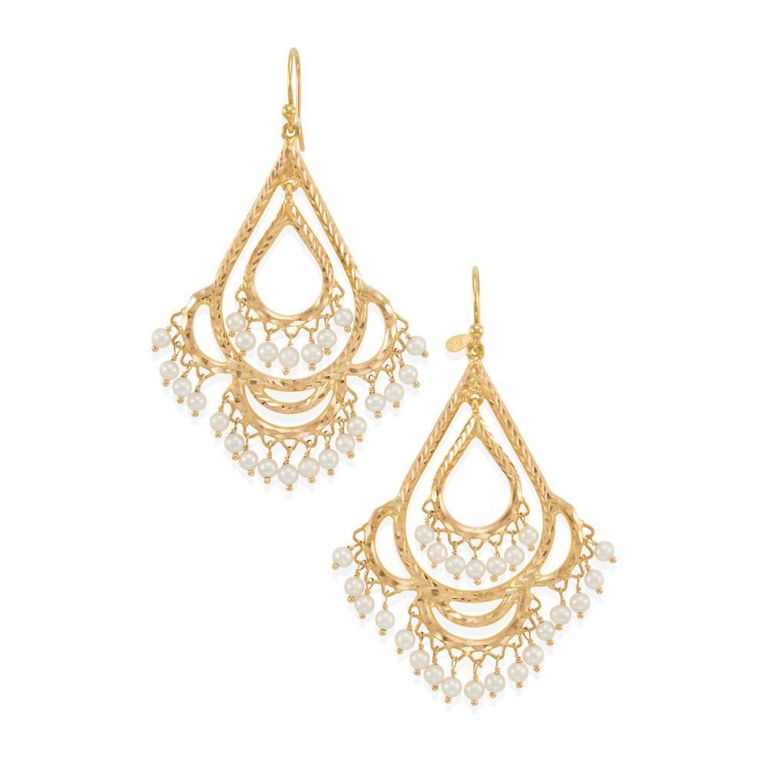 21k Yellow Gold Cultured Pearl Earrings