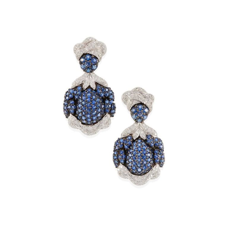 18k White Gold Sapphire and Diamond Earrings