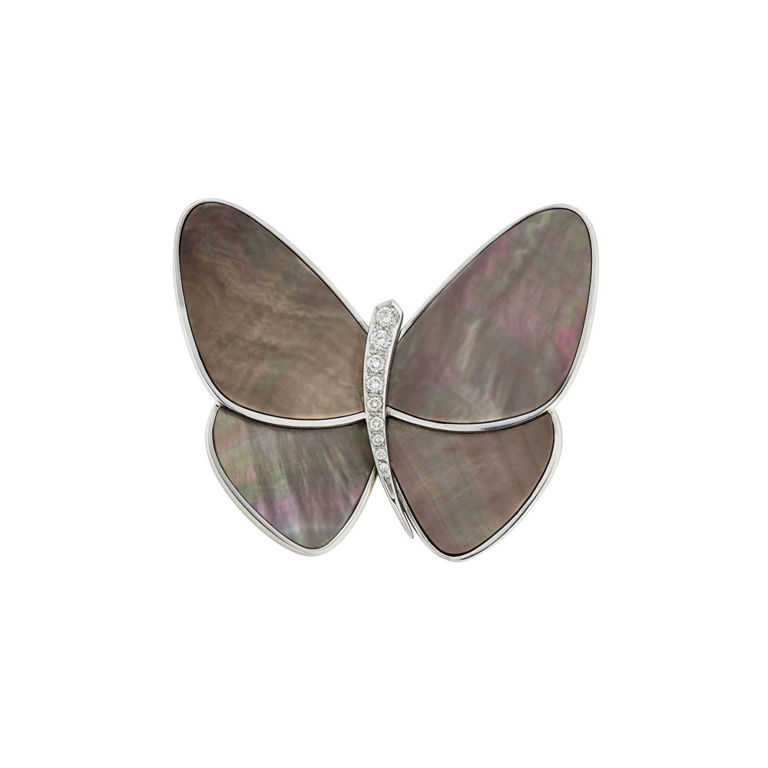 18k White Gold MOP and Diamond Butterfly Brooch