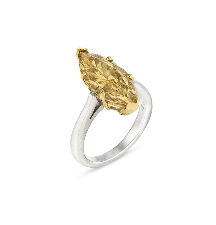 Platinum and 18k Yellow Gold Diamond Ring