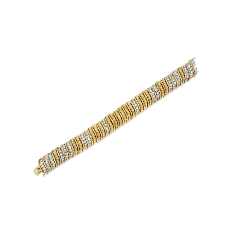 18k Yellow Gold and Platinum Diamond Bracelet
