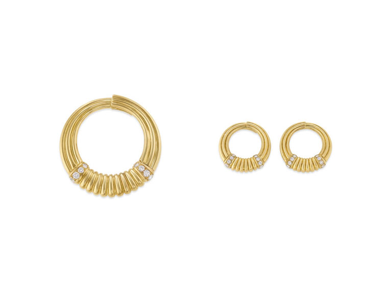 18k Yellow Gold Diamond Jewelry Set