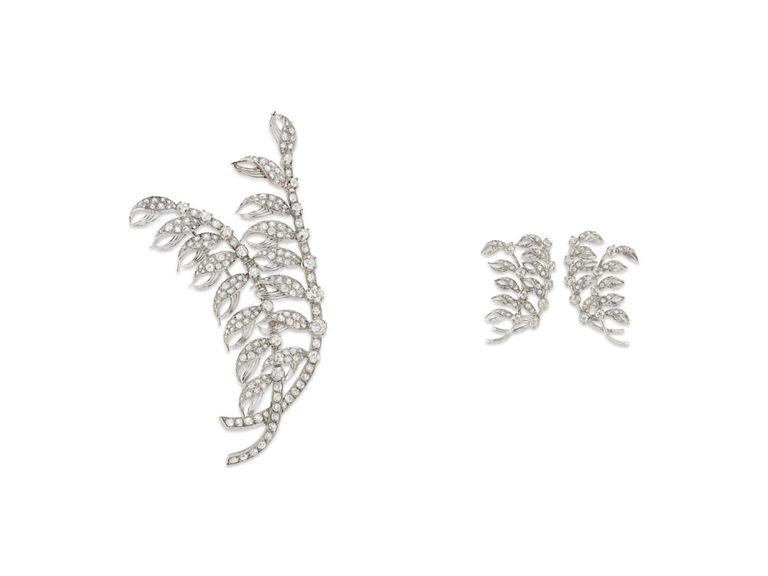 Platinum and White Gold Diamond Jewelry Set