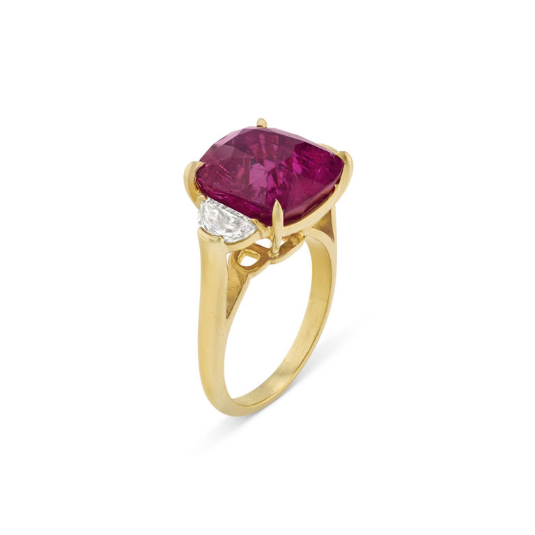 18k Yellow Gold Ruby and Diamond Ring