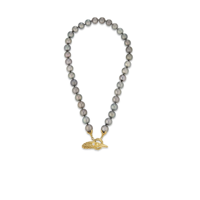 Yellow Gold Pearl and Diamond Necklace