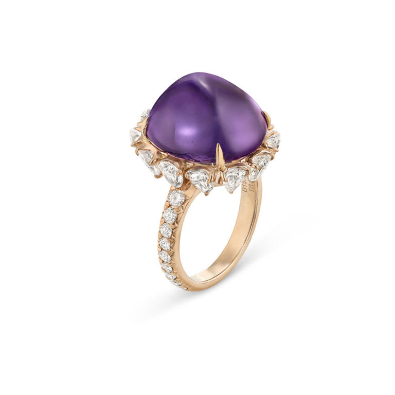 18k Rose Gold Amethyst and Diamond Ring