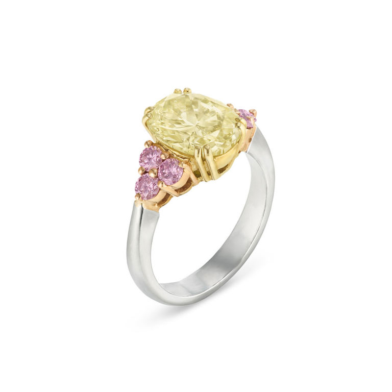 18k Yellow Gold and Platinum Diamond Ring