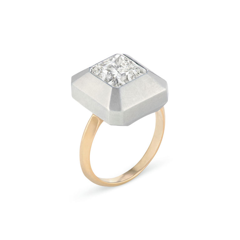 Rose Gold and Steel Diamond Ring