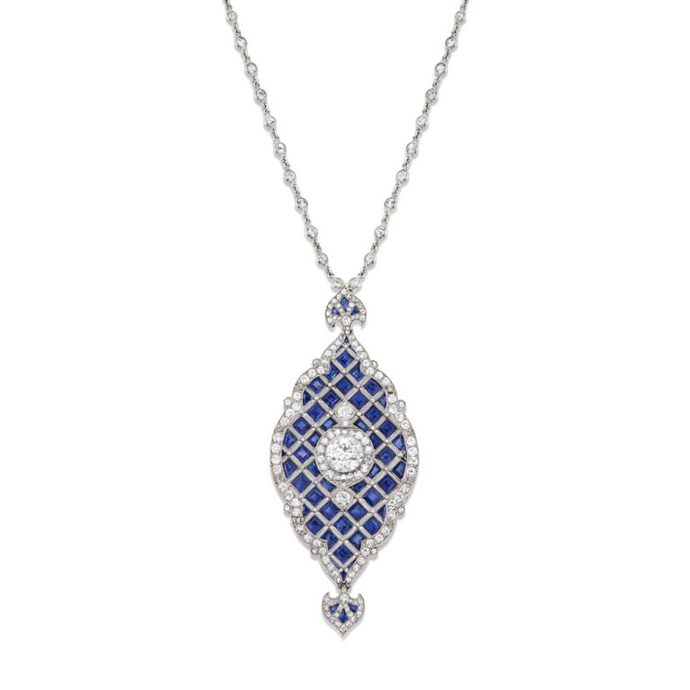 Platinum and 14k Gold Gemstone Pendant Necklace