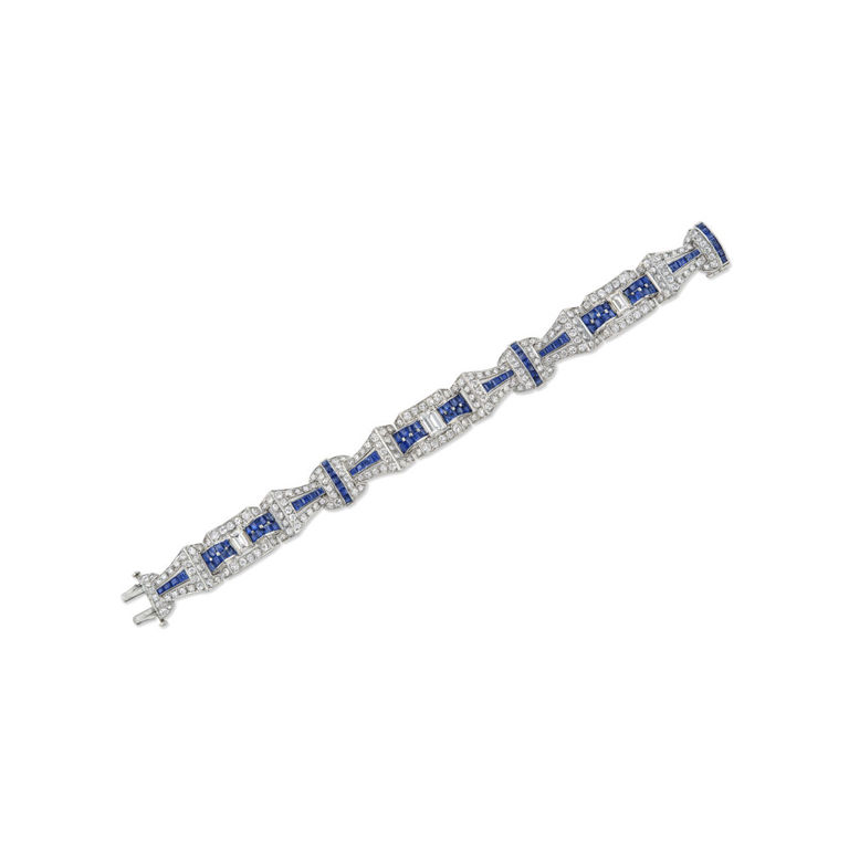 Platinum Sapphire and Diamond Bracelet