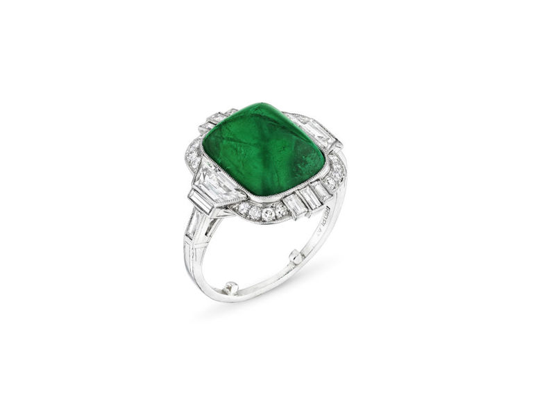 Platinum Emerald and Diamond Ring