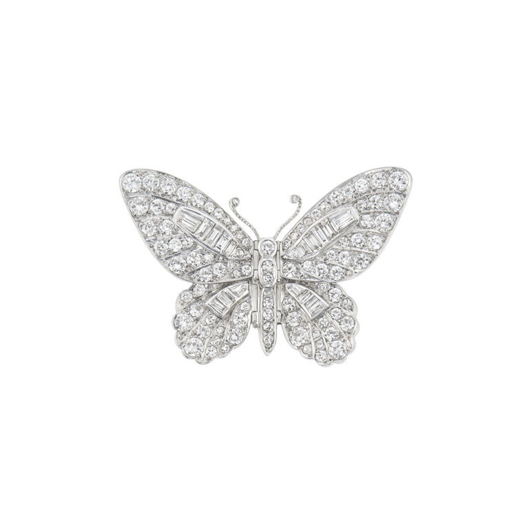18k White Gold Diamond Butterfly Brooch