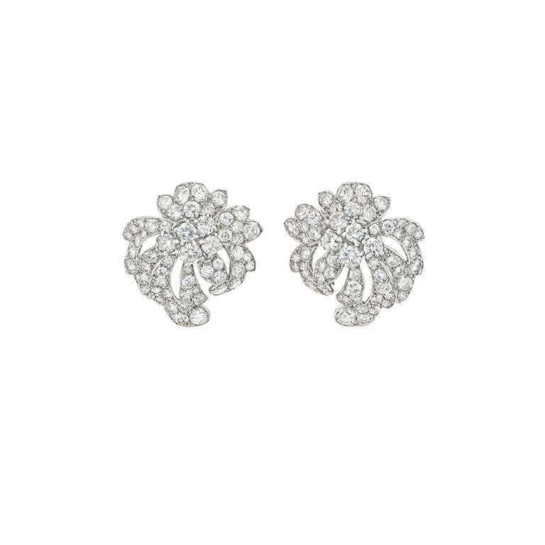 Platinum and 18k White Gold Diamond Earrings