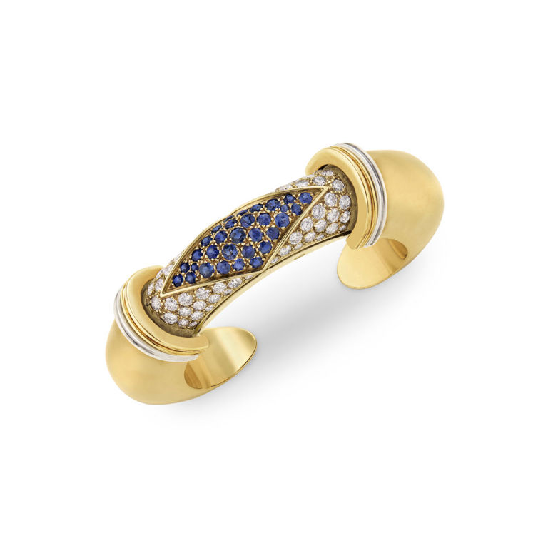 Silver and 18k Gold Sapphire and Diamond Bracelet