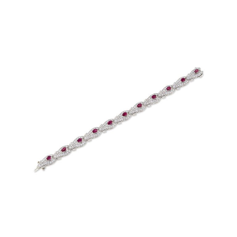 Platinum and Gold Ruby and Diamond Bracelet